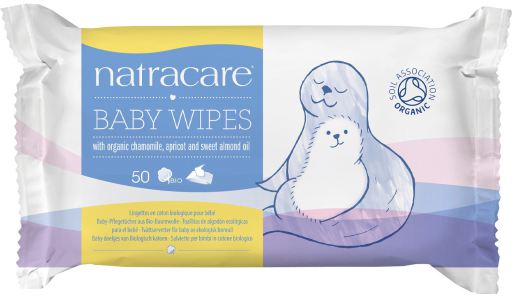 Natracare 100% cotton baby wipes 50 units