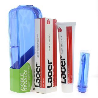 Fluoride toothpaste 125 ml + brush + toilet bag