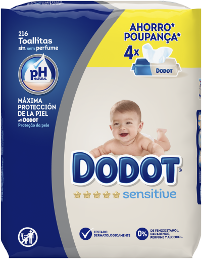 Dodot Sensitive Baby Wipes 216 Units