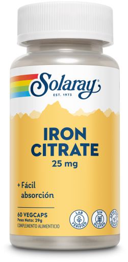 Solaray Iron Citrate 25 mg 60 Vegetable Capsules