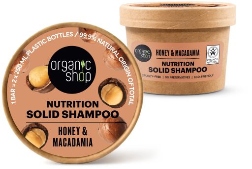 Organic Shop Honey and Macadamia Nourishing Solid Shampoo 60 gr